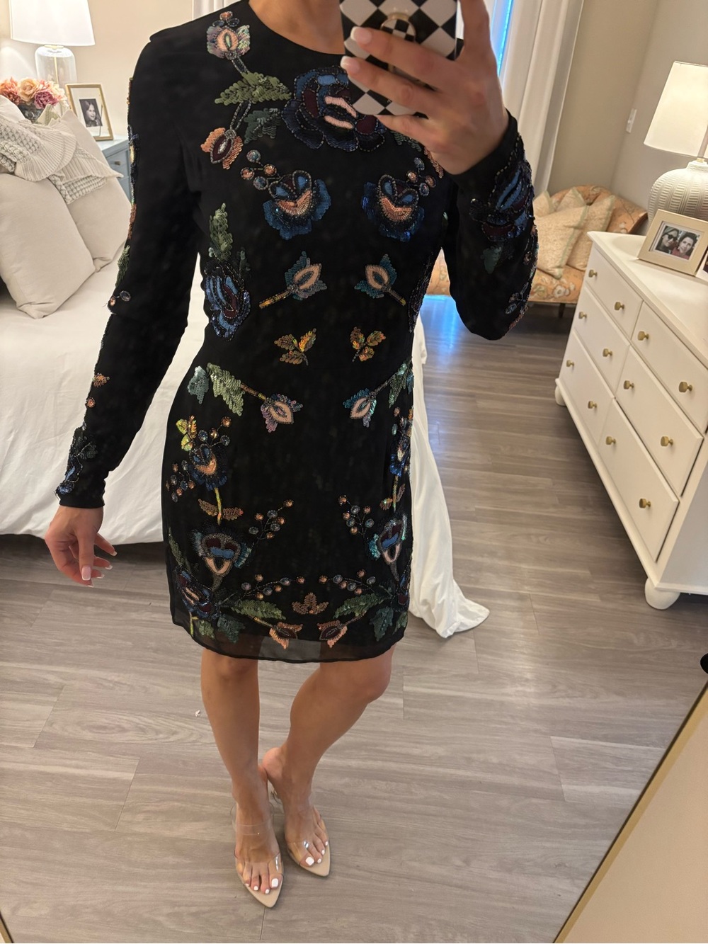 🖤 Needle & Thread Hand-Embellished Floral Sequin Mini Dress 🖤